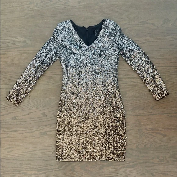 Aidan Mattox ombré gold silver sequin mini dress women’s size 4 - Picture 1 of 7